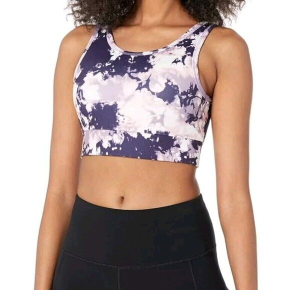 Danskin Crackle Sprts Bra Dusted Lilac Sz L Purple Pink 4 Way Stretch Longline - Picture 8 of 9